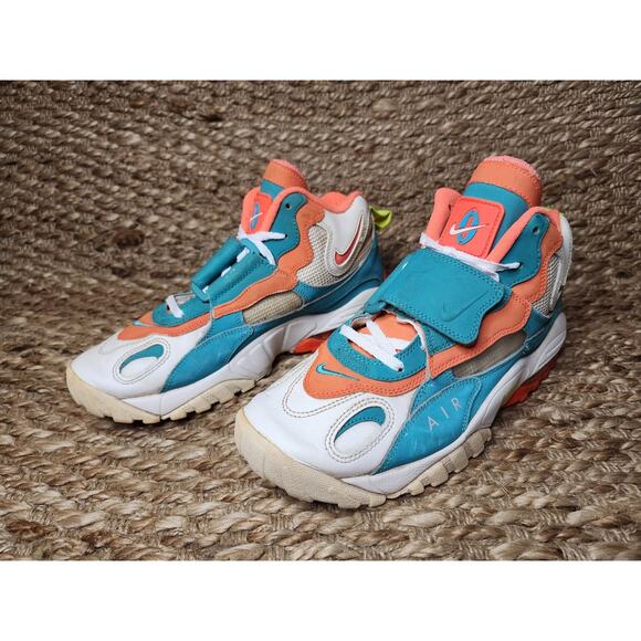 Mens Nike Air NFL Miami Dolphins Speed Turf 525225-102 Aqua Orange Men's 8.5 - Picture 2 of 12